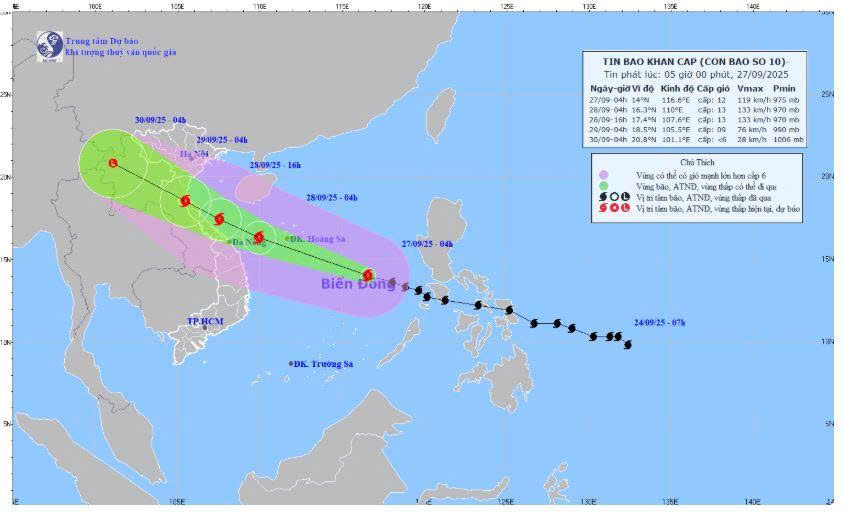 TIN BÃO KHẨN CẤP (CƠN BÃO SỐ 10)