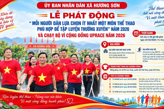 THÔNG BÁO - Tổ chức Lễ phát động “Mỗi người dân lựa chọn ít nhất một môn thể thao phù hợp để tập luyện thường xuyên” năm 2026 và chạy bộ vì cộng đồng UPRACE năm 2026 