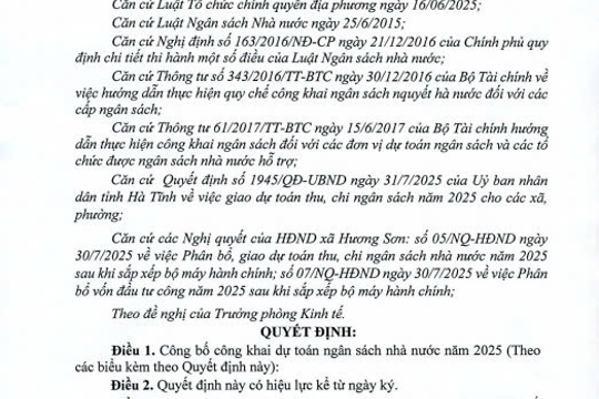 QUYẾT ĐỊNH  -Về việc công bố công khai dự toán ngân sách nhà nước năm 2025 